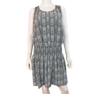Joie Gray Reptile Silk Drop Waist Mini Dress Size L